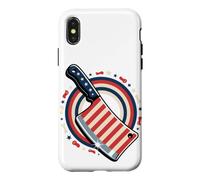 Carcasa para iPhone X/XS Butcher American Flag Meat Cutter Cleaver Patriotic
