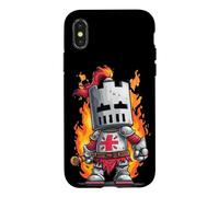 Carcasa para iPhone X/XS Caballero Guapo con Espada y Llamas para los Amantes del Reino