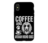 Carcasa para iPhone X/XS Café y Perros sabuesos afganos Divertido Perro Sabueso Afgano