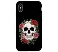 Carcasa para iPhone X/XS Calavera y Rosas Rojas Skull gótico