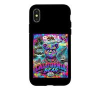Carcasa para iPhone X/XS California Bear Graffiti Art Streetwear Urban Cali Flag