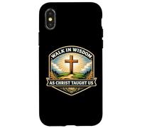 Carcasa para iPhone X/XS Camina En Sabiduría como Cristo Nos Enseñó Cristiano Jesús Fe Dios