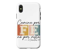 Carcasa para iPhone X/XS Camina por Fe Christian Español Fe Escritura Biblia Versículo