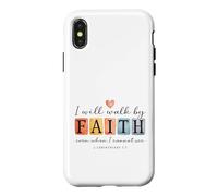 Carcasa para iPhone X/XS Caminaré por Faith Christian Bible Verse Design