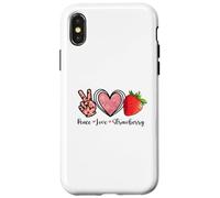 Carcasa para iPhone X/XS Camisas Peace Love Strawberry Farmer Strawberries Lover Fruit