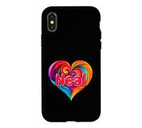 Carcasa para iPhone X/XS Camiseta Colorida con Nombre I Heart Love Neal