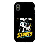 Carcasa para iPhone X/XS Camiseta con Texto en inglés I Do My Own Stunts Get Well Funny Injury Leg