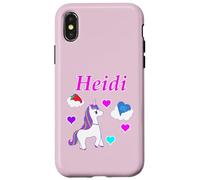 Carcasa para iPhone X/XS Camiseta de cumpleaños con diseño de Unicornio para niña con Nombre Heidi