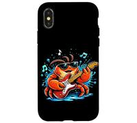 Carcasa para iPhone X/XS Camiseta de Dibujos Animados de Cangrejo de Guitarra Divertida con diseño de Animales