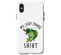 Carcasa para iPhone X/XS Camiseta de Pesca Divertida para niños My Lucky Fishing-Shirt Bass Fish