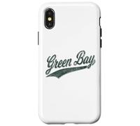 Carcasa para iPhone X/XS Camiseta Deportiva clásica con Texto en inglés Green Bay Wisconsin Varsity Script