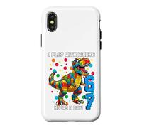 Carcasa para iPhone X/XS Camiseta Dino I Play with Bricks 6 7 Hours per Day