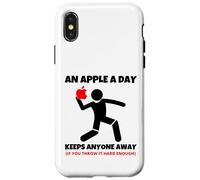 Carcasa para iPhone X/XS Camiseta Divertida de Oficina con Texto en inglés An Apple a Day Keeps Anyone Away