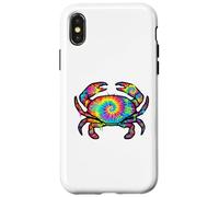 Carcasa para iPhone X/XS Cáncer El Cangrejo Tie-Dye, Grafitt Multicolor Crab, Amante del Cangrejo