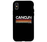 Carcasa para iPhone X/XS Cancún México Retro Rayas Vintage Beach Travel Design