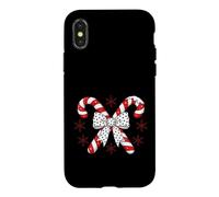 Carcasa para iPhone X/XS Candy Cane Christmas Season Girls Womens Retro Coquette Bow