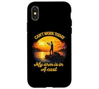 Carcasa para iPhone X/XS Can't Work Today My Arm is in A Cast Fly Fishing Humor Divertido