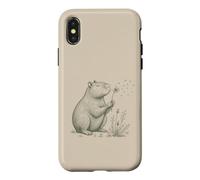 Carcasa para iPhone X/XS Capybara Lovers Soplando Diente de León Naturaleza Cottagecore Gráfico