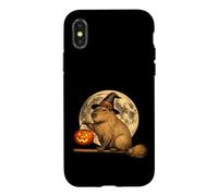 Carcasa para iPhone X/XS Capybara Sombrero de Bruja Jack O Lantern Calabaza Luna Escoba