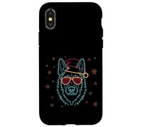 Carcasa para iPhone X/XS Cara de Pastor alemán gráfico de Personajes de Invierno Rosa Obturador