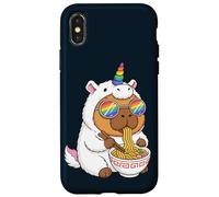 Carcasa para iPhone X/XS Carpincho Unicornio Comiendo Ramen Arco Iris Orgullo Kawaii
