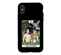 Carcasa para iPhone X/XS Cartas de Tarot para Parejas de The Lovers, cómic Retro, Garden of Eden
