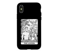 Carcasa para iPhone X/XS Cartas de Tarot para Parejas de The Lovers, cómic Retro, Garden of Eden