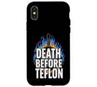 Carcasa para iPhone X/XS Cast Iron Skillet Cooking Death Before Nonstick Pan