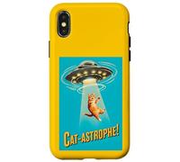 Carcasa para iPhone X/XS Cat-astrophe! - Póster de la película Vintage Retro de platillo Volador OVNI