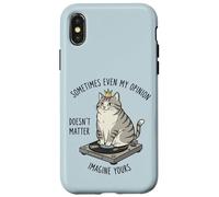 Carcasa para iPhone X/XS Cat On Record Player Imagina Que tu opinión no Importa