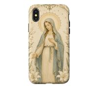 Carcasa para iPhone X/XS Católica Virgen María Floral Oración Arte Mirada Devocional