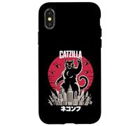 Carcasa para iPhone X/XS Catzilla, Monster Cat, Parodia City Destroyer