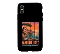 Carcasa para iPhone X/XS Cerdeña Recuerdo Turístico Vacaciones de Verano Italianas Mediados de Siglo