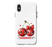 Carcasa para iPhone X/XS Cerezas Kawaii I Cherrish You Pareja Amor Fruta