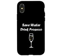 Carcasa para iPhone X/XS Champagne Funny Drink Prosecco Save Water Drink Prosecco