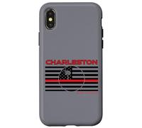 Carcasa para iPhone X/XS Charleston County South Carolina - Bandera de línea roja Delgada