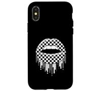 Carcasa para iPhone X/XS Checkered Black White Lip Cute Checkerboard