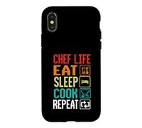 Carcasa para iPhone X/XS Chef Life Eat Cook Repeat Funny Cooking Chefs Lover
