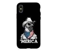 Carcasa para iPhone X/XS Chicken Farm Free Range - Sombrero de Vaquero con Bandera Estadounidense