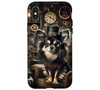 Carcasa para iPhone X/XS Chihuahua de Pelo Largo Steampunk Científico Loco