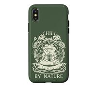 Carcasa para iPhone X/XS Chill by Nature Cottagecore Frog Meditation Vintage Badge