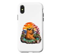 Carcasa para iPhone X/XS Chill Capybara Hot Spring Sunset Retro Funny Summer