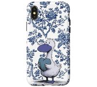 Carcasa para iPhone X/XS Chinoiserie Floral Azul Superlindo Amor Ganso Sosteniendo Corazón