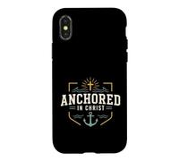 Carcasa para iPhone X/XS Christian Anchored in Christ Faith Anchor Cross