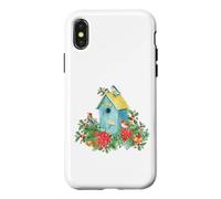 Carcasa para iPhone X/XS Christmas Holiday Wreath Birdhouse Birds & Bells
