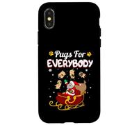 Carcasa para iPhone X/XS Christmas Pugs For Everybody Santa's Sleigh Pug Dog Lover