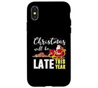 Carcasa para iPhone X/XS Christmas Will be Late This Year Faultier Santa Claus