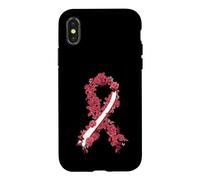 Carcasa para iPhone X/XS Cinta Blanca y Burdeos para concienciación sobre el cáncer de Cabeza y Cuello