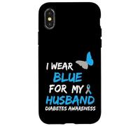 Carcasa para iPhone X/XS Cinta de concientización sobre la Diabetes I Wear Blue For My Husband