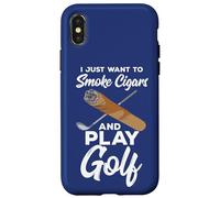 Carcasa para iPhone X/XS Cita de Golfista Profesional I Just Want To Smoke Cigars and Play Golf